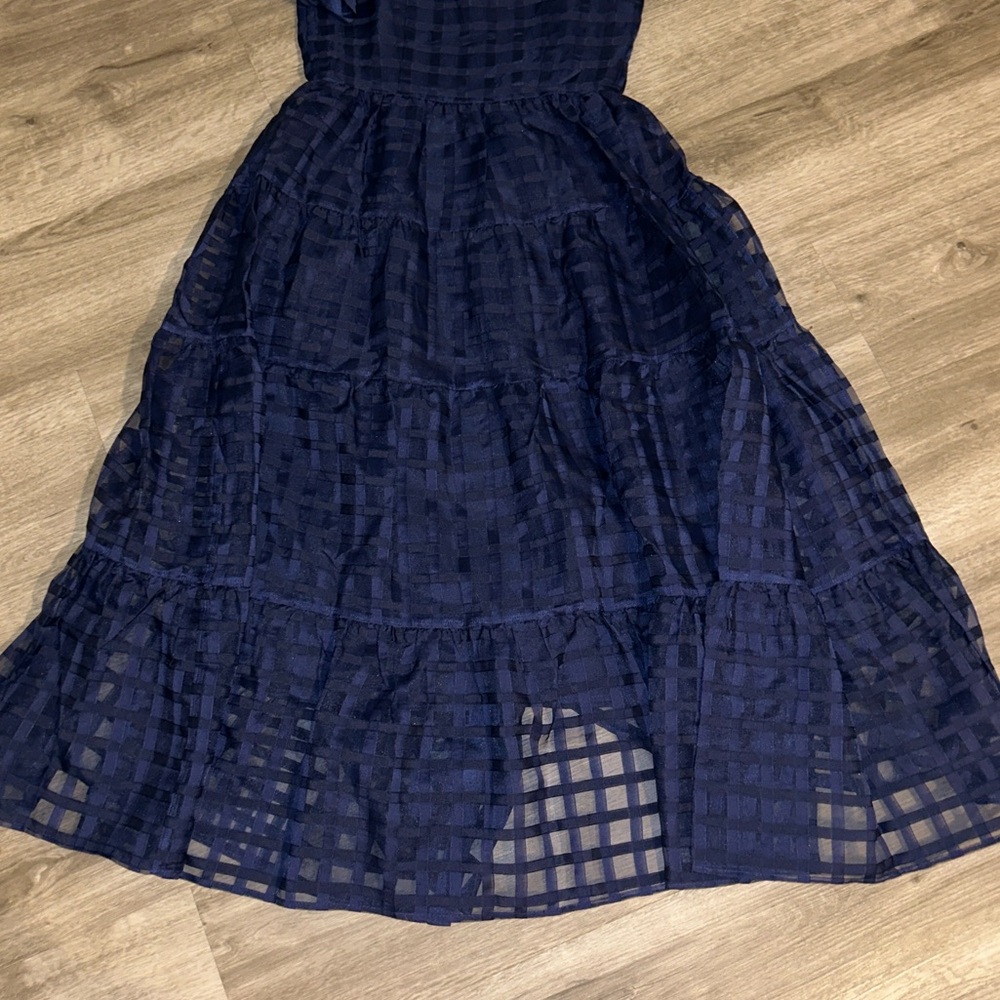 English factory Organza short sleeve button front midi dress - Picture 11 of 11